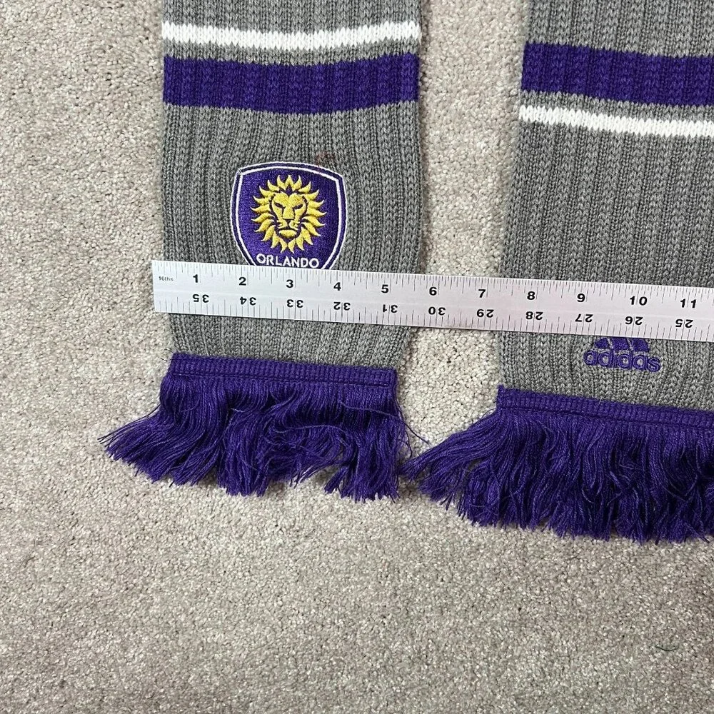 Adidas Unisex One Size‎ Purple Grey Knit Orlando City SC MLS Soccer Scarf NWT